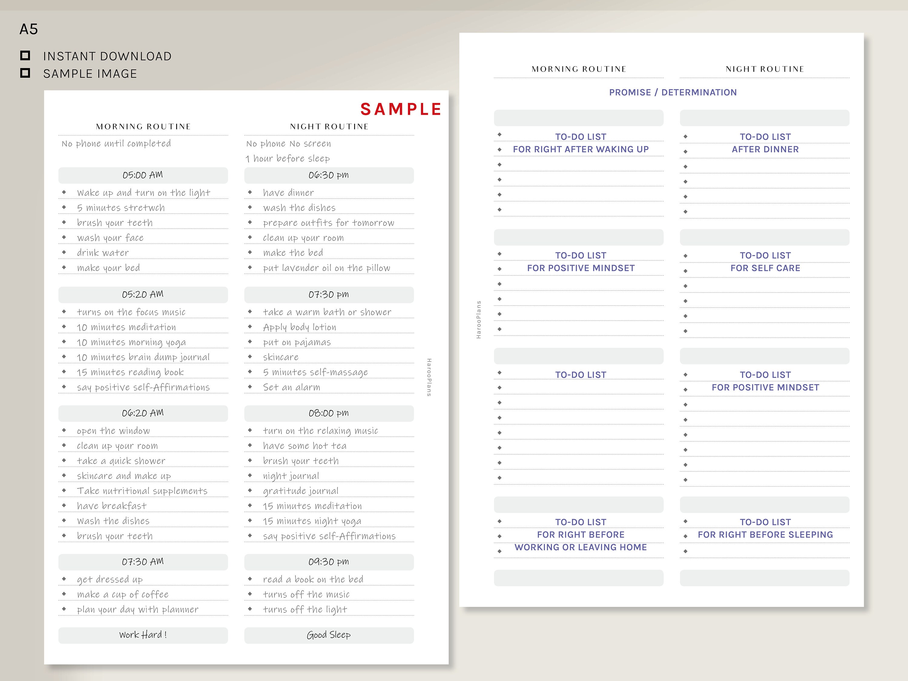 Daily 5 Routine Setup Pdf Daily Routine Planner Printable | A5 | Morning and Night Schedule ...