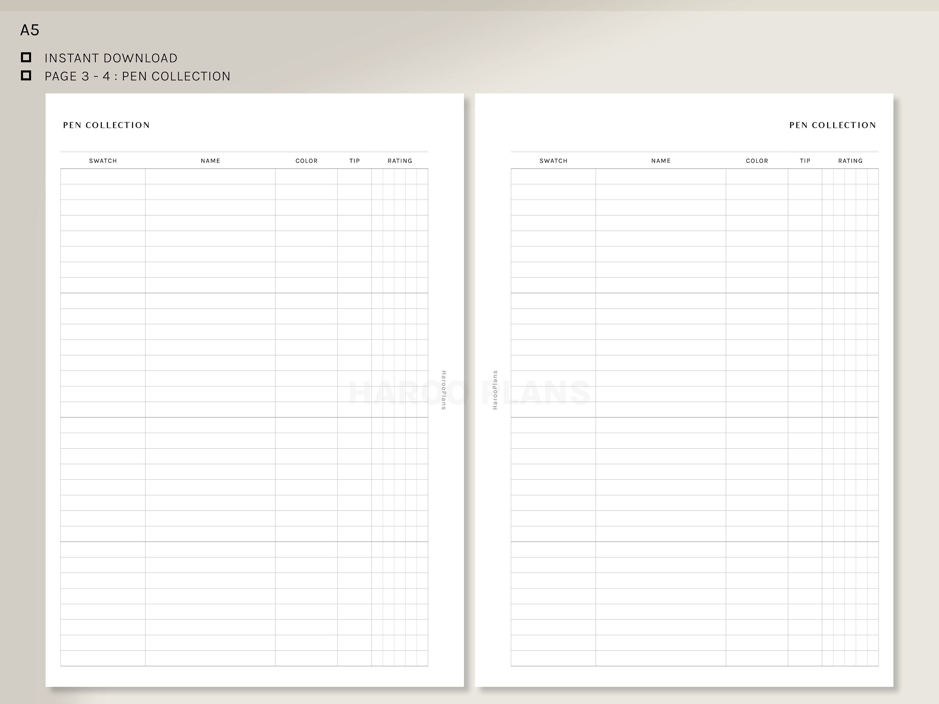 Planner &amp; Pen Collection A5 Printable Planner Inserts Pen - Etsy