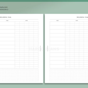 Recurring Task Log | HP Mini Printable Happy Planner Inserts | Habit ...