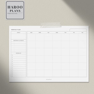 May include: A printable monthly planner insert with sections for goals, birthdays and events, and a checklist. The planner is designed for use with a standard size planner.