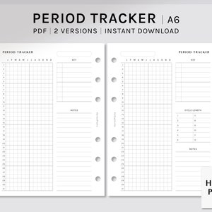 Period Tracker | A6 Printable Planner Inserts | Menstrual Cycle Calendar Template | Tracking Menstruation Ovulation PDF | Digital Download