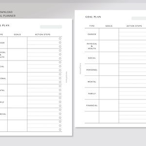 Goal Planner Printable Inserts | A6 Ring | Life Goal Setting Journal ...
