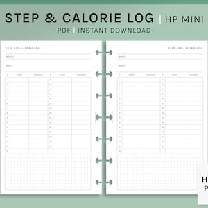 Stap- en calorielogboek | HP Mini Printable Happy Planner inzetstukken | Health Fitness Journal Sjabloon | Walking Tracker PDF-| Digitale download