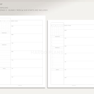 Undated Weekly Planner A4, US Letter Printable Planner Inserts Weekly Schedule Template Organizer with Calendar PDF Digital Download image 3