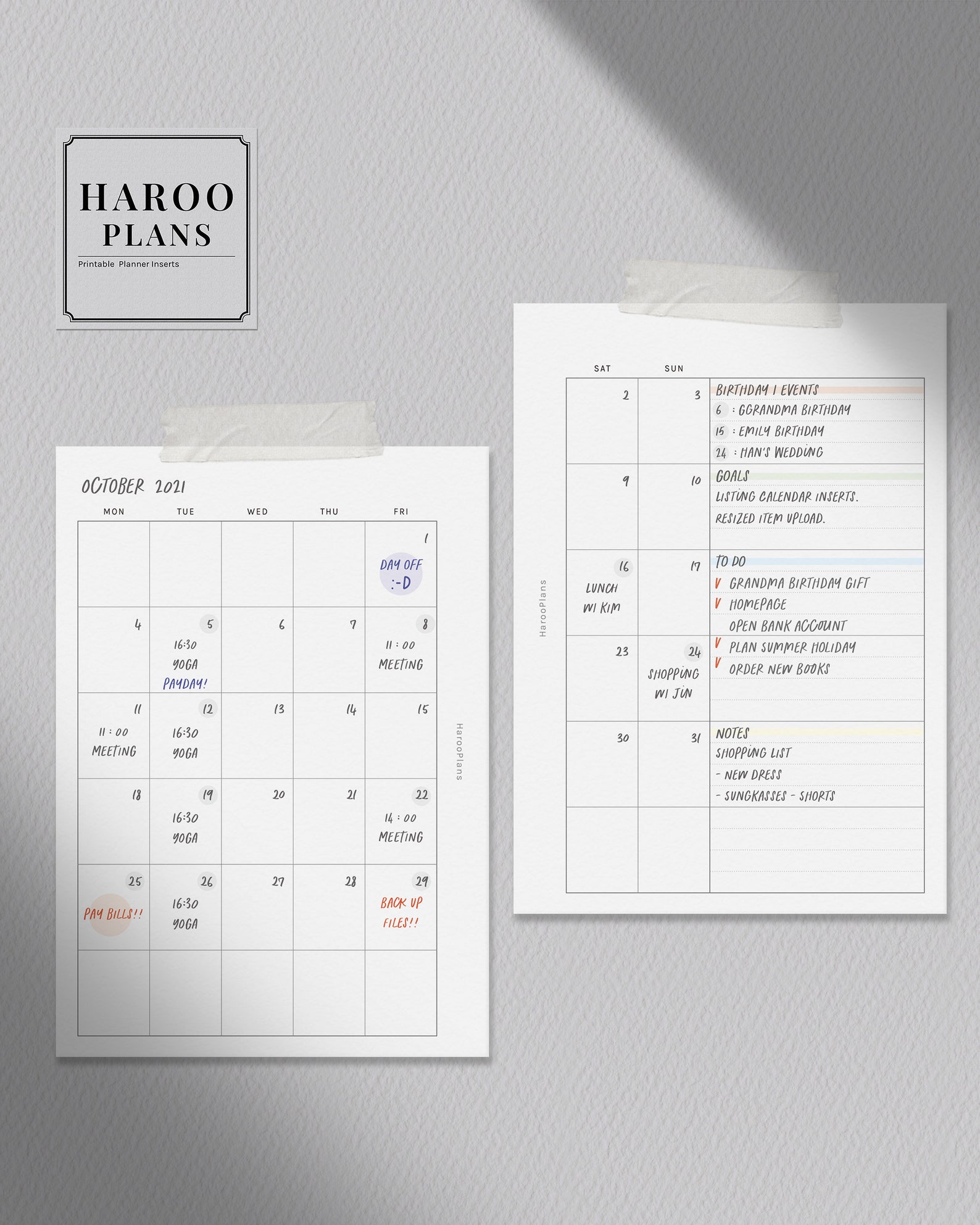 Undated Monthly Planner | A6 Size Printable Inserts | Simple MO2P ...