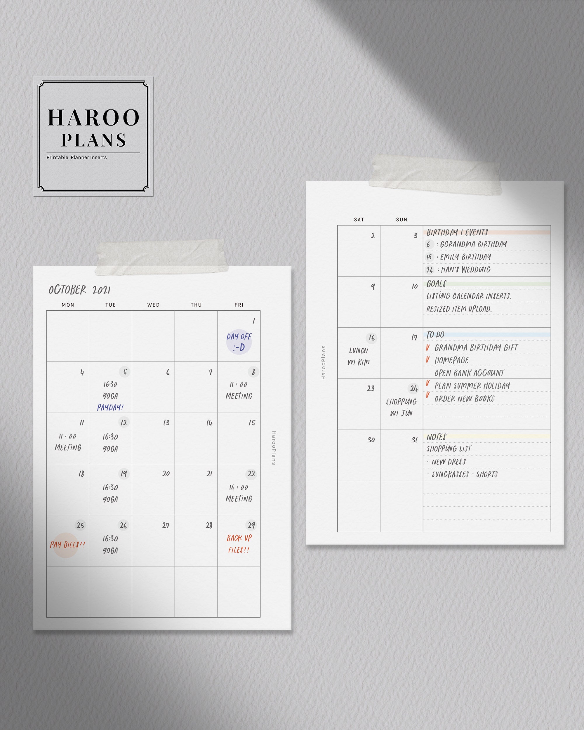 Undated Monthly Planner | A6 Size Printable Inserts | Simple MO2P ...