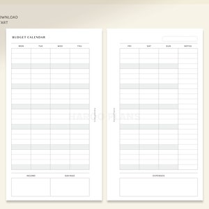 Budget Calendar | Personal Size Printable Planner Inserts | Monthly ...