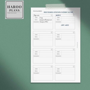 Password Tracker HP Mini Printable Happy Planner Inserts Passwords ...