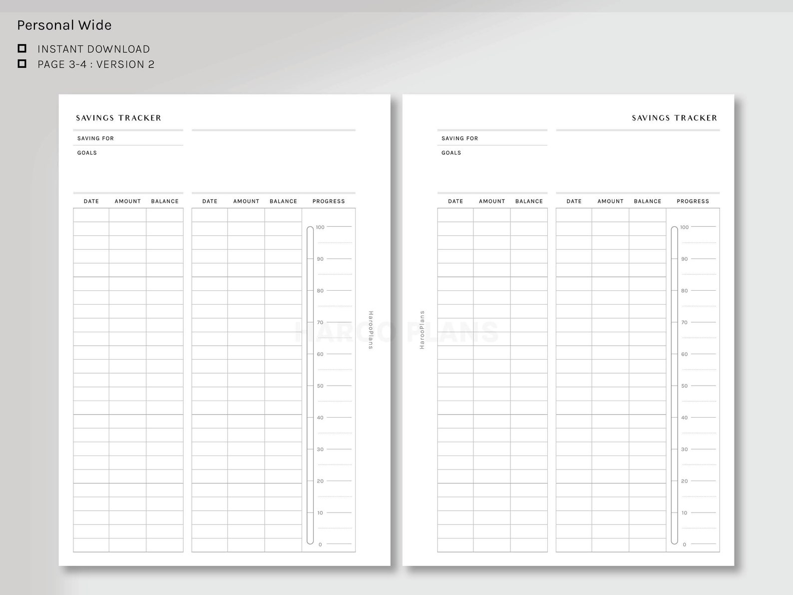 Savings Tracker Personal Wide Size Printable Planner Inserts - Etsy