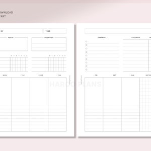 Week at a Glance | B6 Ring Printable Planner Inserts | Weekly Planner ...
