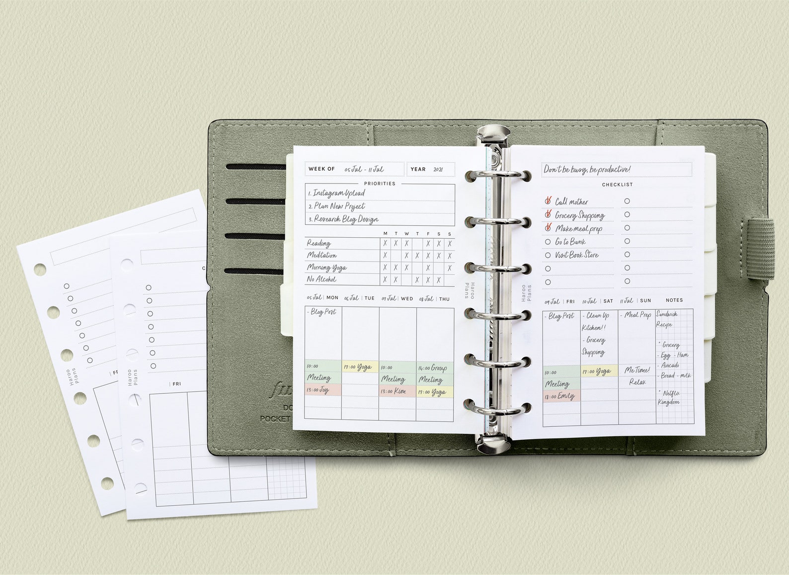 Week at a Glance | Pocket Ring Printable Inserts | Weekly Planner ...