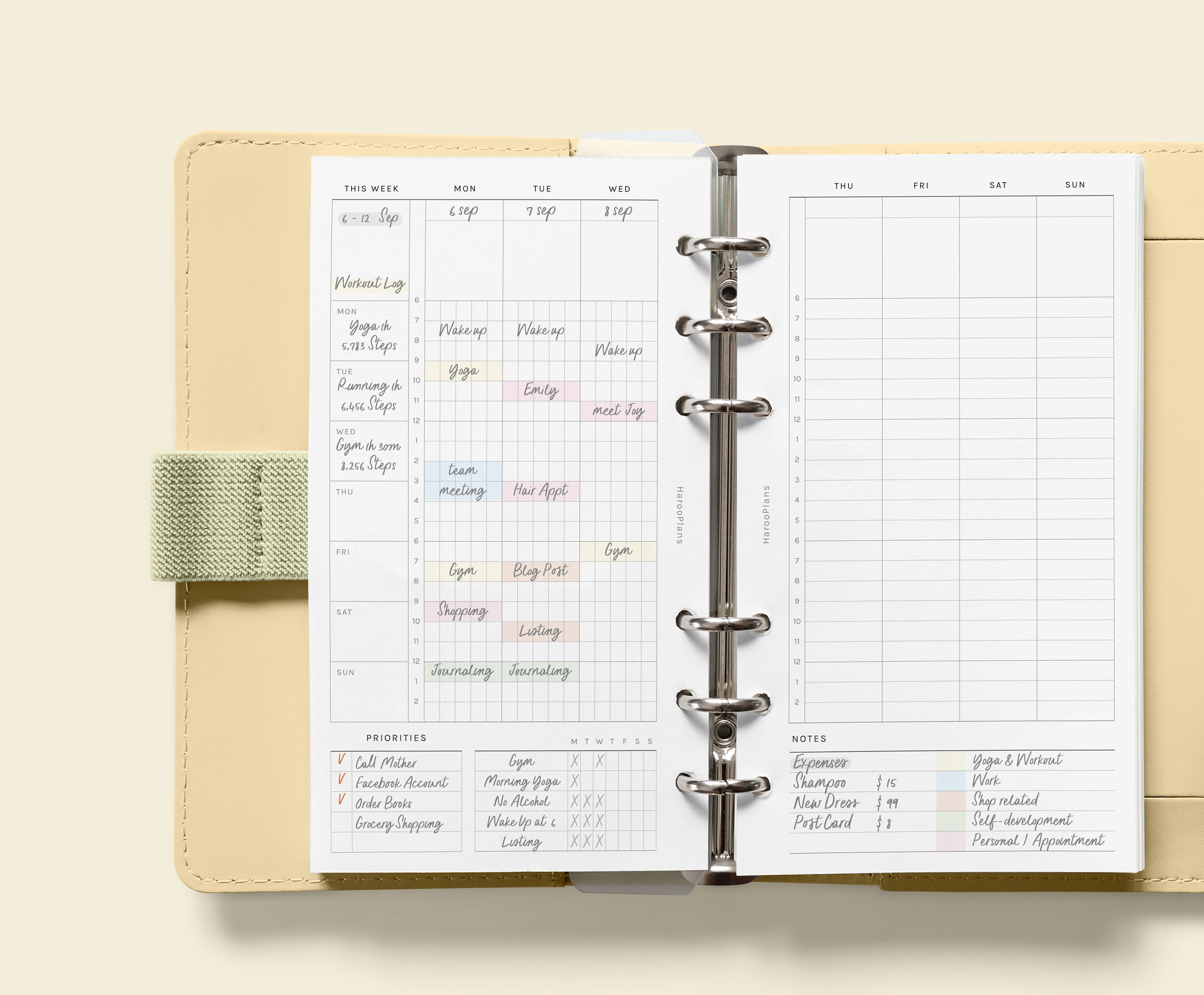 WO2P Schedule | Personal Size Printable Planner Inserts | Simple Weekly ...