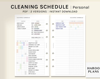 Cleaning Schedule | Personal Size Printable Planner Inserts | Housekeeping Routine template | Home Chores Task List PDF | Digital Download