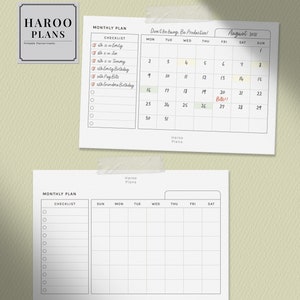 Monthly Planner | Pocket Size Printable Inserts | MO1P Horizontal ...