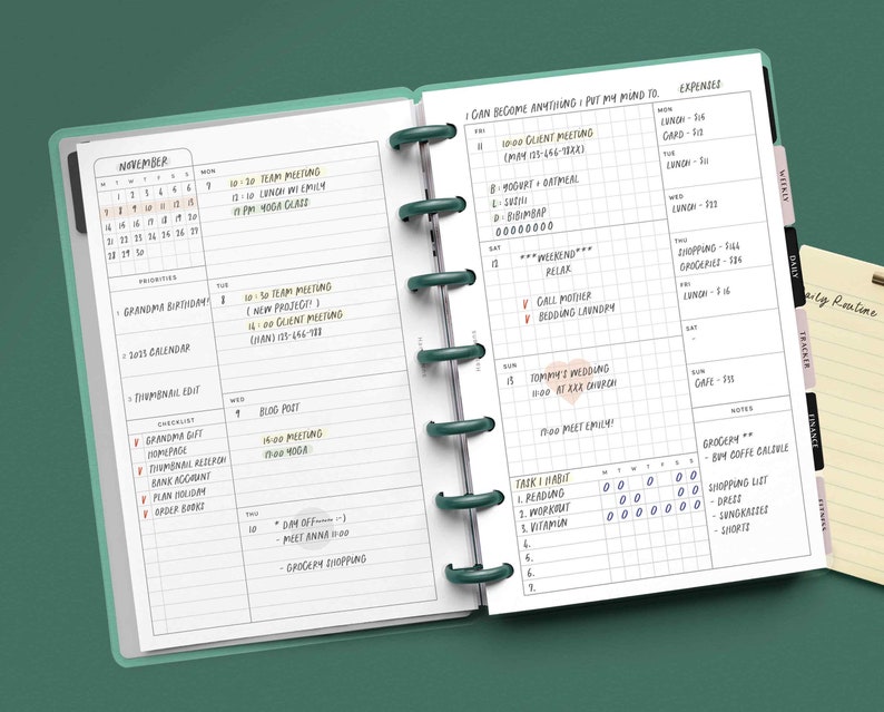 Undated Weekly | HP Mini Printable Happy Planner Inserts | WO2P ...