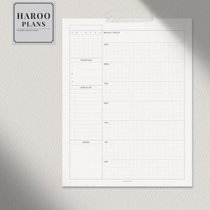 Undated Weekly Planner A4, US Letter Printable Planner Inserts Weekly Schedule Template Organizer with Calendar PDF Digital Download image 5