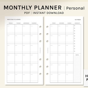 以下が含まれることがあります： チェックリストとメモ欄付きの印刷可能な月間プランナー。このプランナーは個人使用向けに設計されており、10月が含まれています。