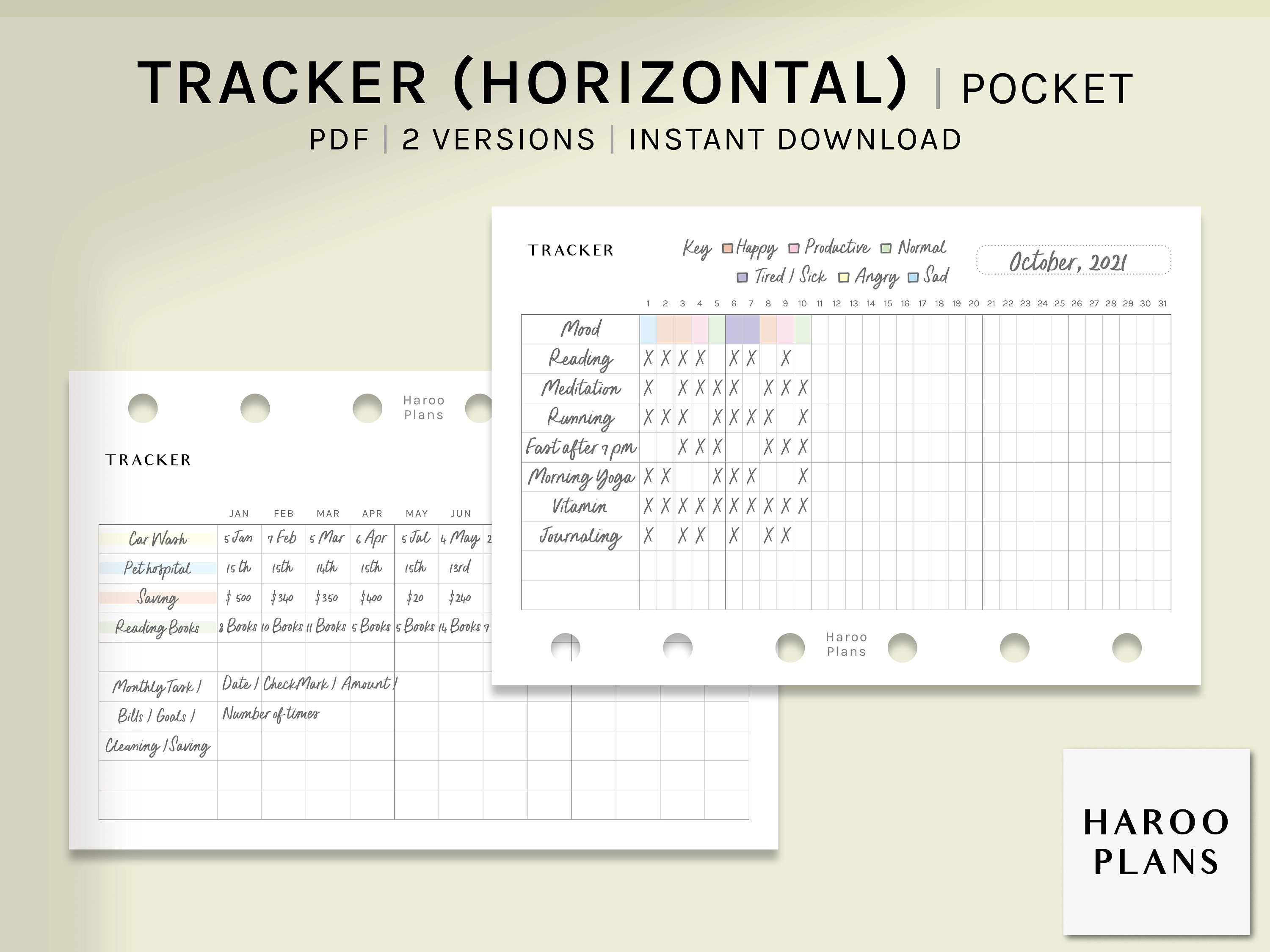 Monthly Tracker | Pocket Size Printable Planner Inserts | Habit Bills ...