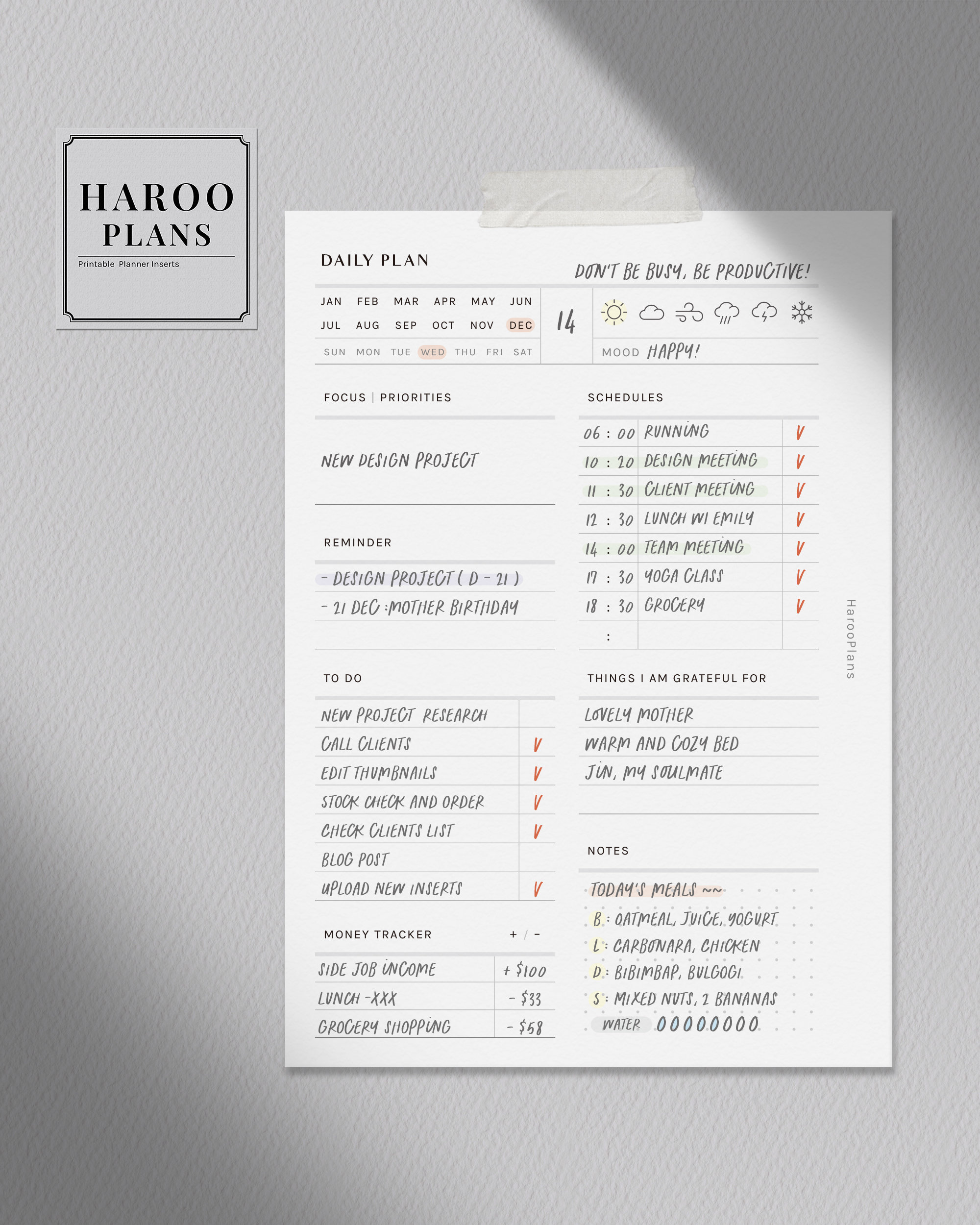 Daily Planner A6 Size Printable Inserts Schedule Template - Etsy