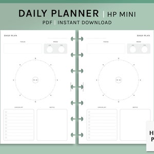 Dagelijks plan | HP Mini Printable Happy Planner Inzetstukken | 24 uur schema sjabloon PDF | Ongedateerde dag cirkeldiagram organisator | Digitale download