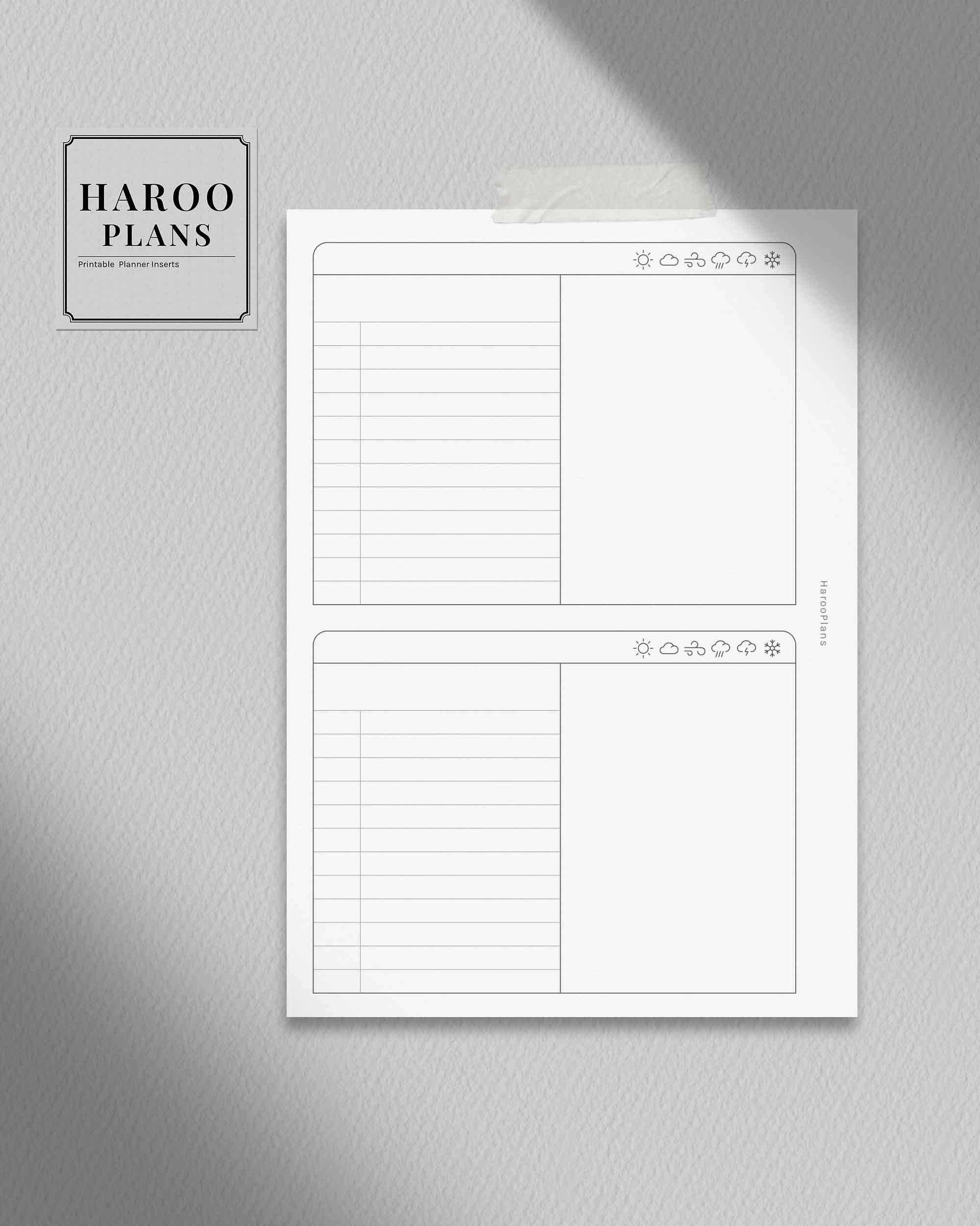 2 Days on 1 Page | Personal Wide Printable Planner Inserts | 2D1P Daily ...