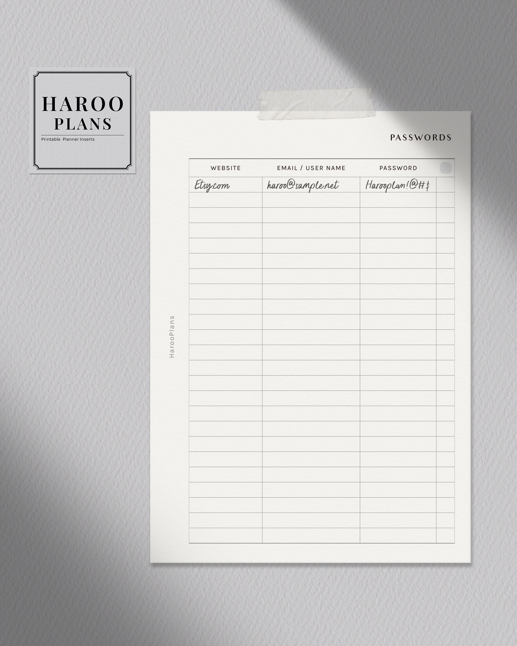 Password Tracker | A6 Printable Planner Inserts | Password Keeper Log ...