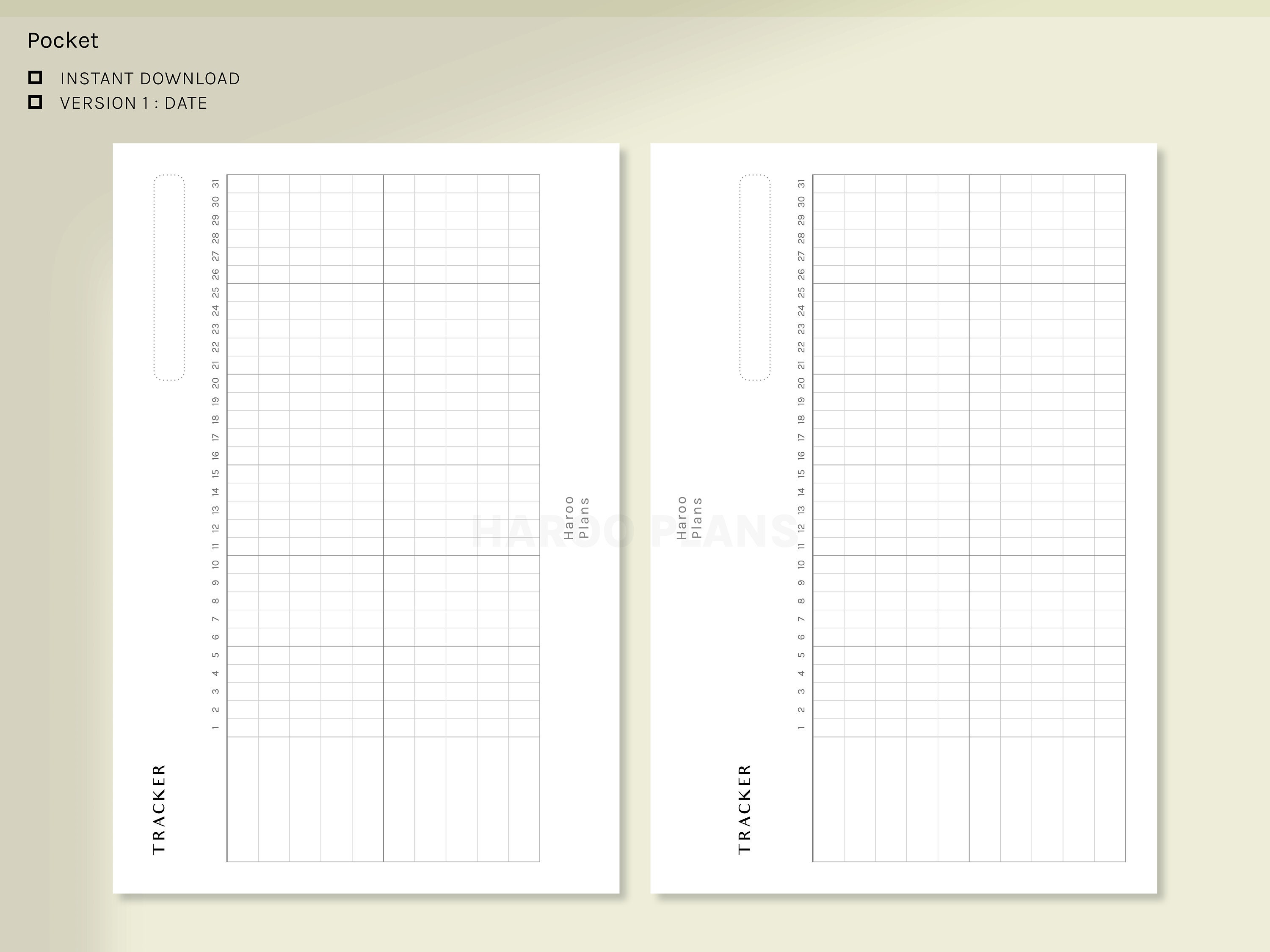 Monthly Tracker | Pocket Size Printable Planner Inserts | Habit Bills ...