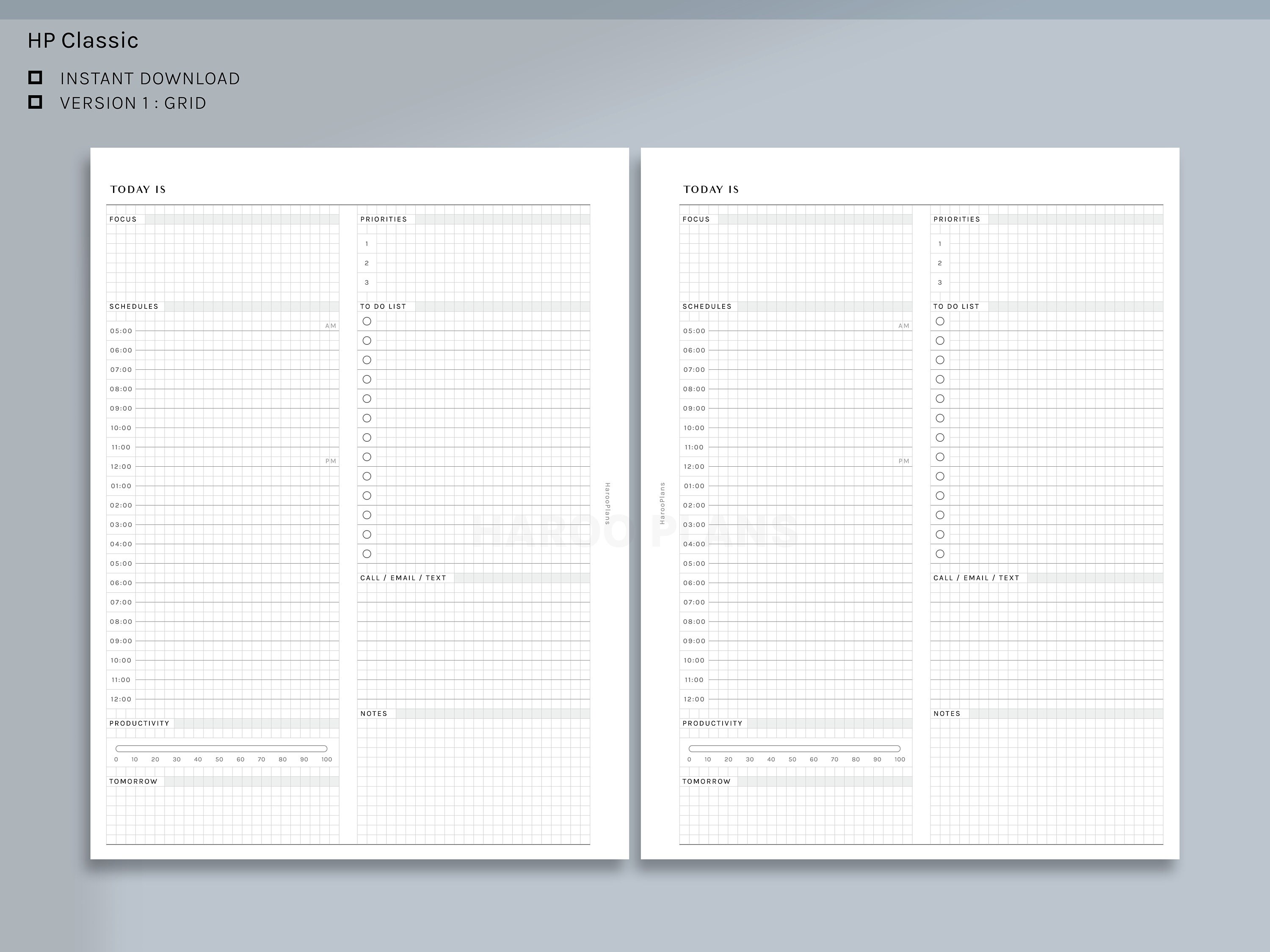 Daily Work Planner HP Classic Printable Inserts - Etsy Canada