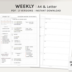 Undated Weekly Planner A4, US Letter Printable Planner Inserts Weekly Schedule Template Organizer with Calendar PDF Digital Download image 1