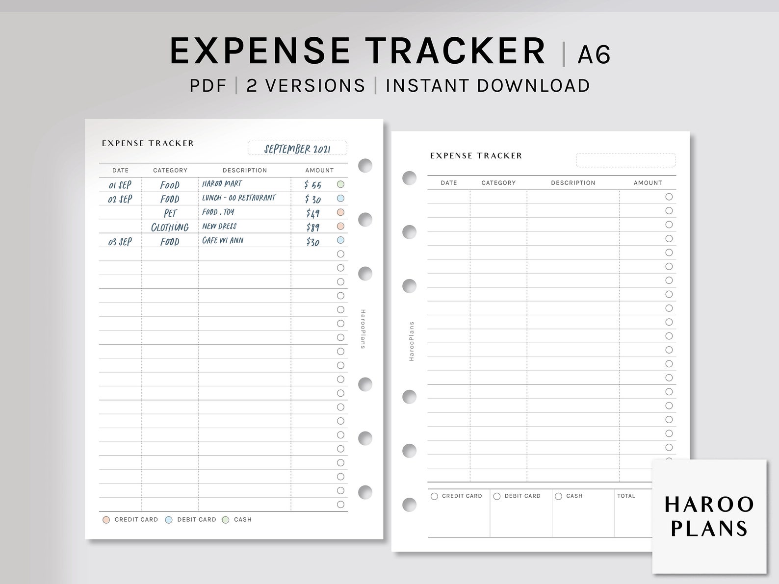Expense Tracker Printable Inserts A6 Spending Log Template - Etsy