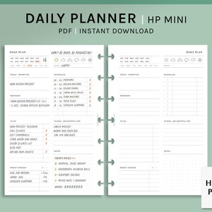 Undated Daily | HP Mini Printable Happy Planner Inserts | Schedule Template | To Do List, Money Tracker | Organizer PDF | Digital Download