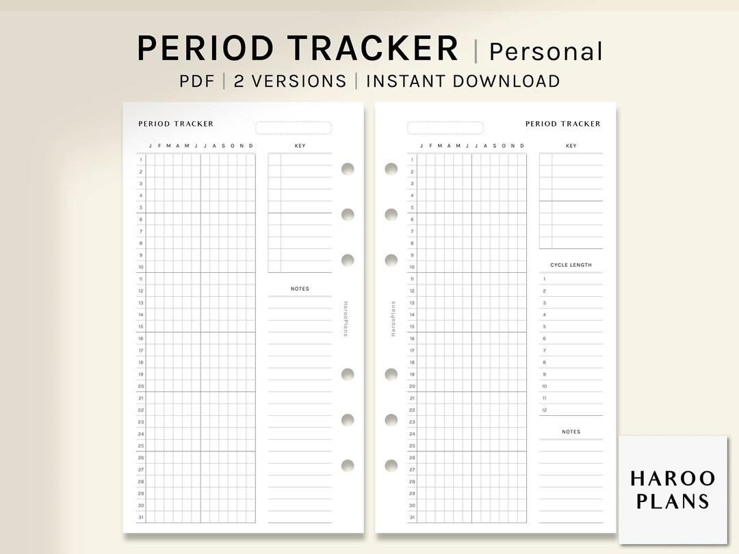Period Tracker Personal Rings Printable Planner Inserts Menstrual Cycle ...