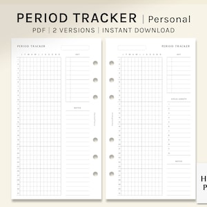 Period Tracker | Personal Rings Printable Planner Inserts | Menstrual Cycle Template | Menstruation Ovulation Log PDF | Digital Download