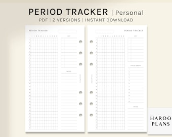 Period Tracker | Personal Rings Printable Planner Inserts | Menstrual Cycle Template | Menstruation Ovulation Log PDF | Digital Download