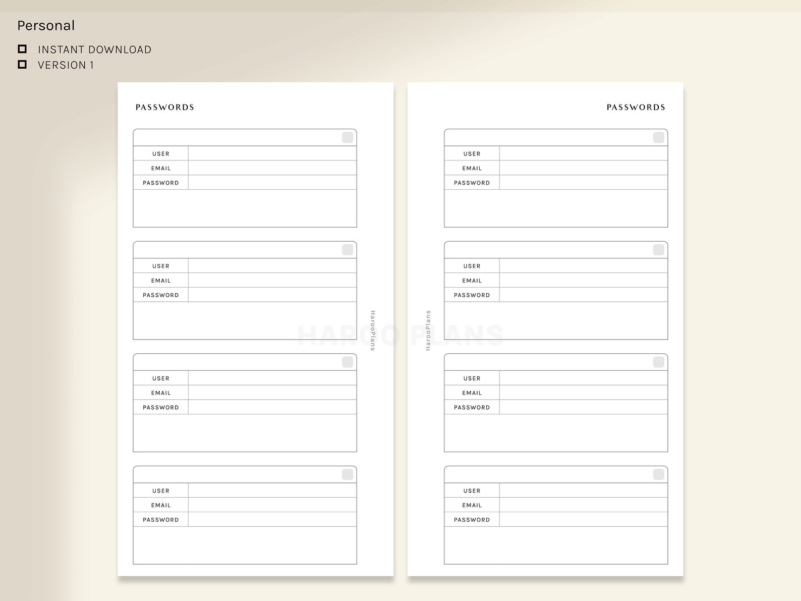 Password Tracker Personal Printable Planner Inserts - Etsy