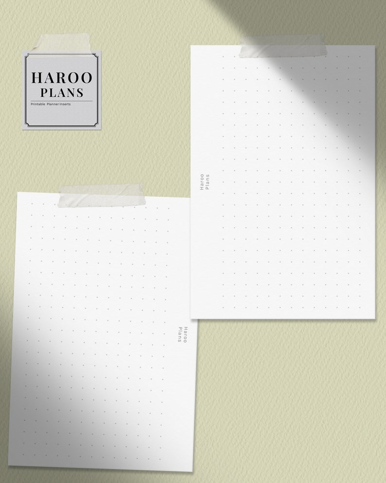 Basic Notes Paper Set Pocket Ring Printable Planner Inserts Study Notes Template Blank Notepad Grid, Dot, Lined Memo Pages image 7