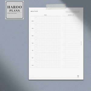 Meal Plan | HP Classic Printable Happy Planner Inserts | Grocery Food ...