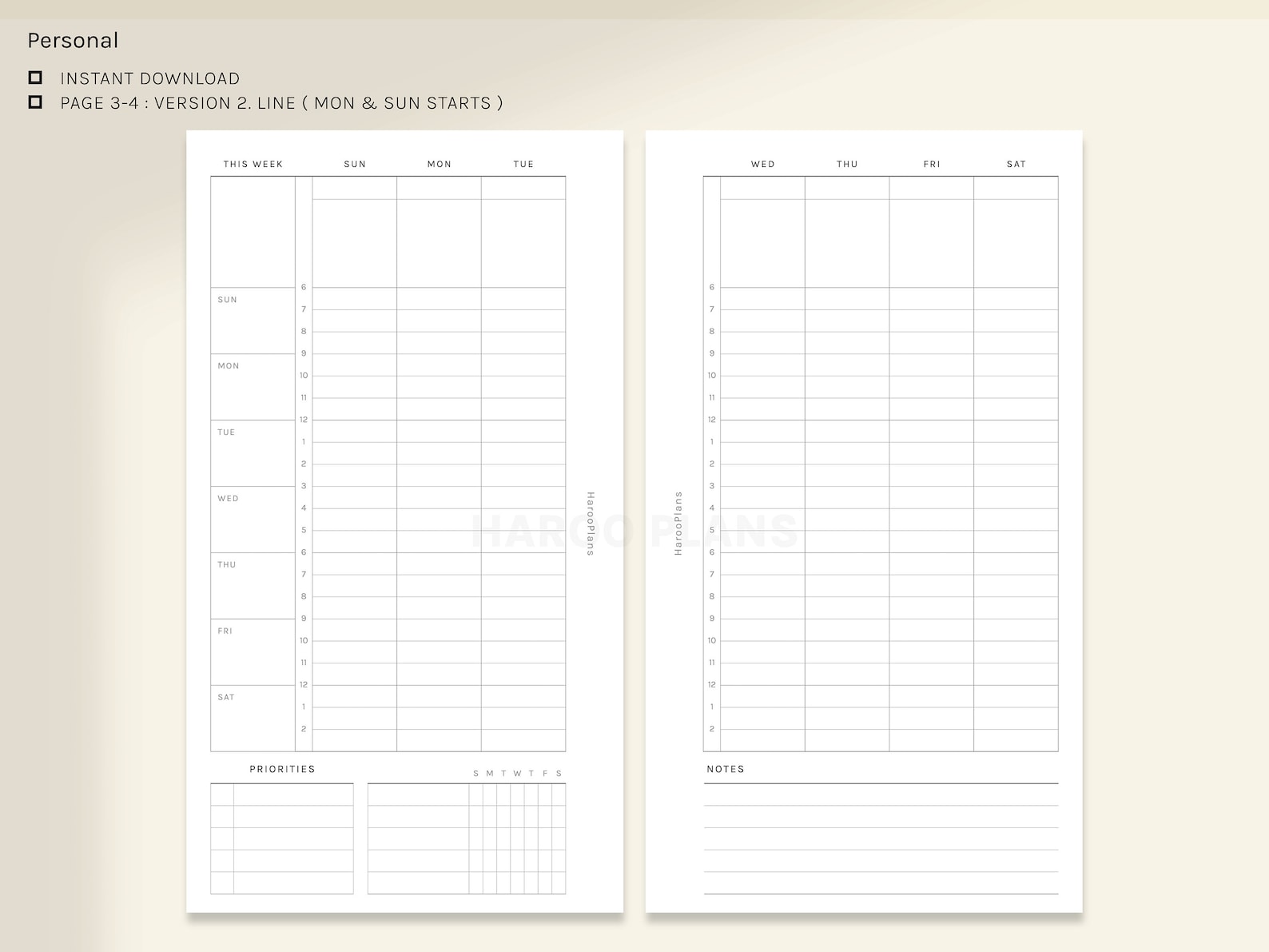 WO2P Schedule Personal Size Printable Planner Inserts - Etsy
