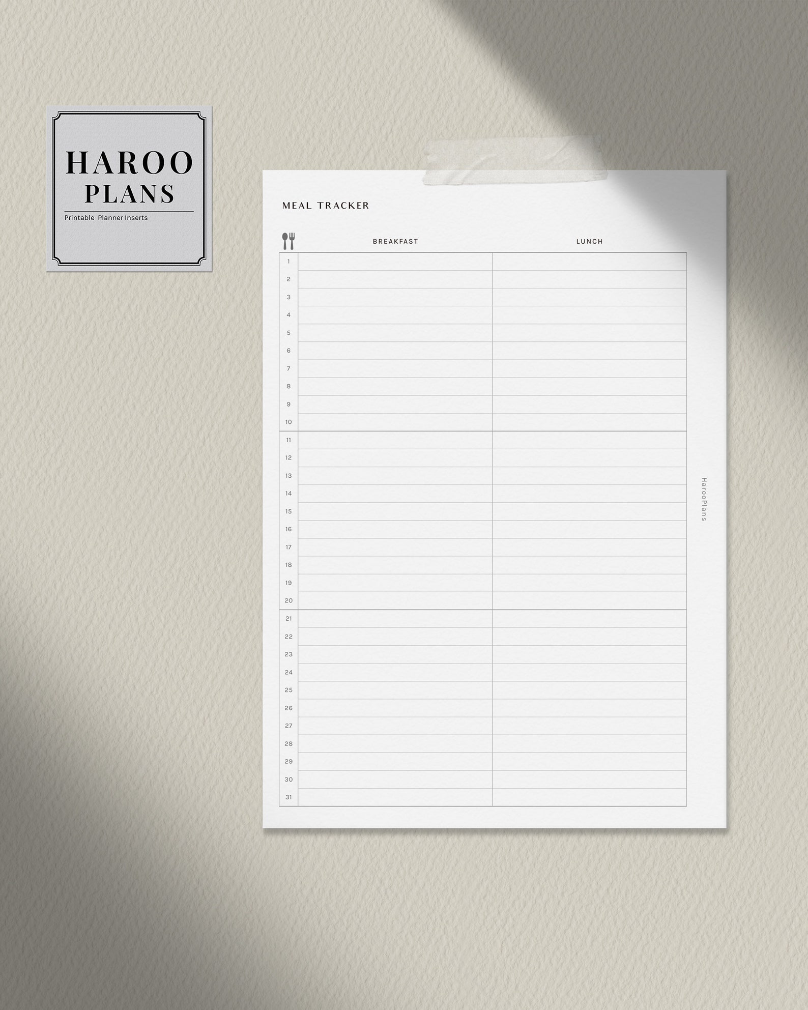 Monthly Meal Tracker | A5 Printable Planner Inserts | MO2P Monthly Diet ...