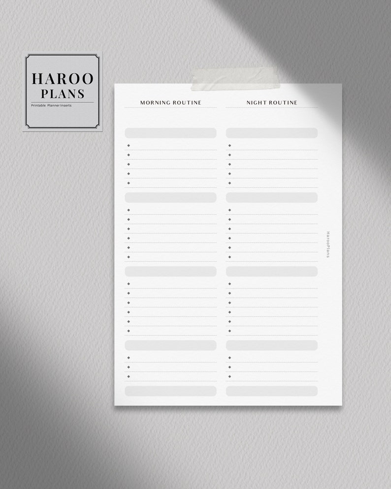 Daily Routine | Personal Wide Printable Planner Inserts | Morning and ...