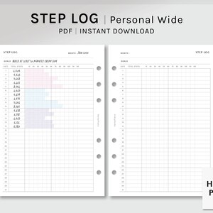 Registro dei passi / Inserti per pianificatore personale stampabile / Modello di diario della salute / Foglio di monitoraggio delle camminate / Organizzatore di fitness / Download digitale