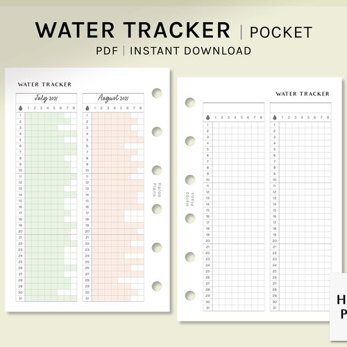 Water Tracker Pocket Printable Planner Inserts Water - Etsy