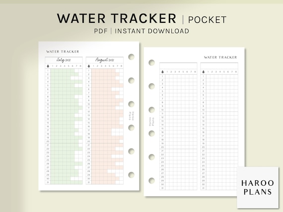 Water Tracker Pocket Printable Planner Inserts Water | Etsy