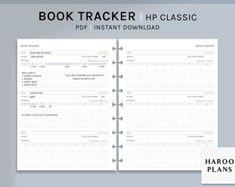 Book Tracker | HP Classic Printable Happy Planner Inserts | Reading Progress Log Template PDF | Reading Habit Tracker | Digital Download
