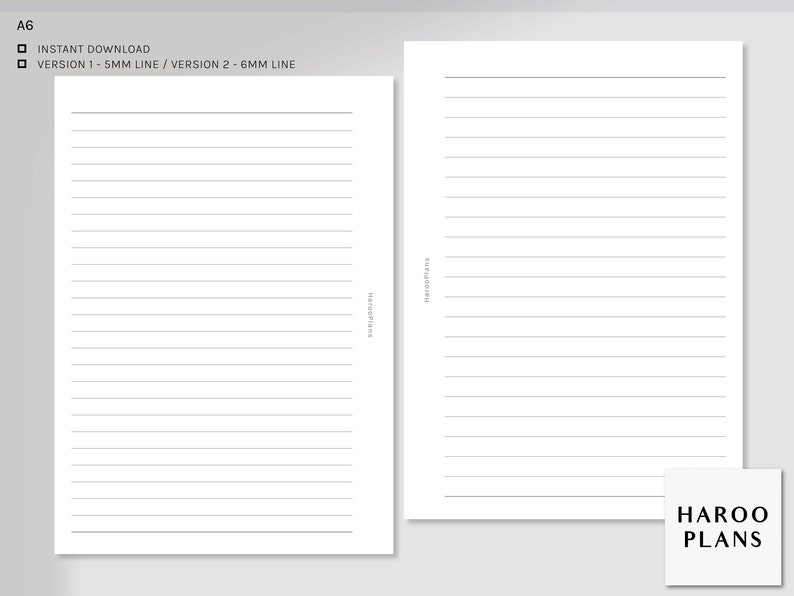 Basic Notes Paper Set A6 Printable Planner Inserts Study - Etsy