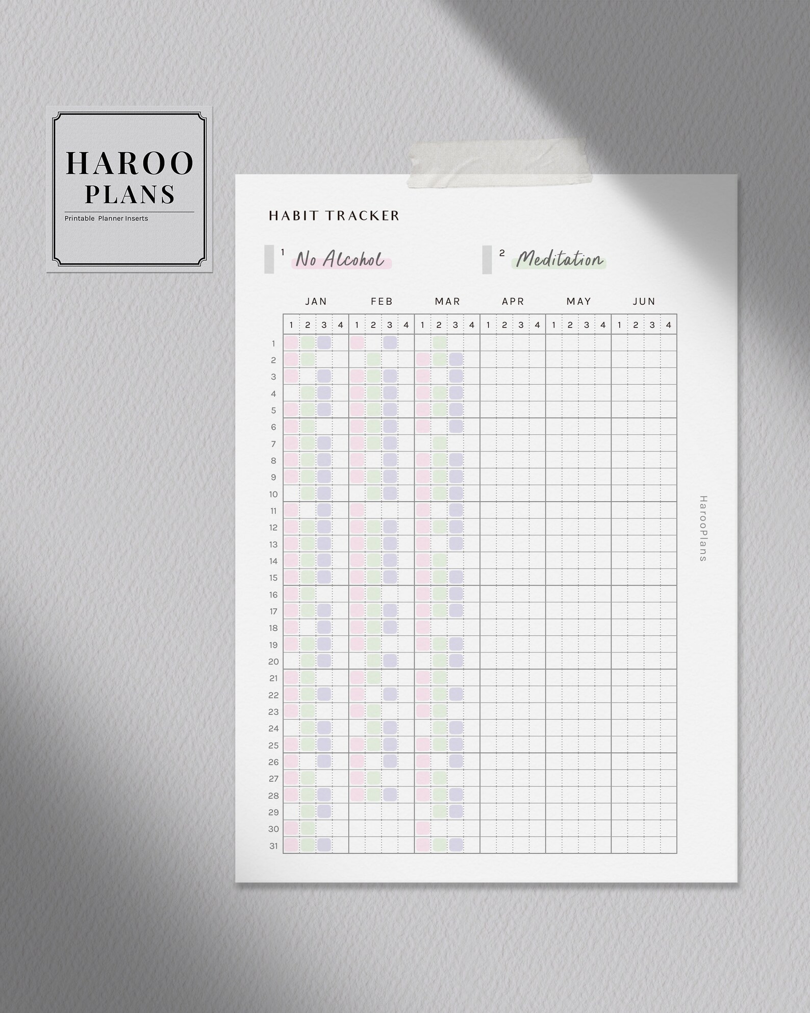 Yearly Habit Tracker A6 Size Printable Planner Inserts - Etsy