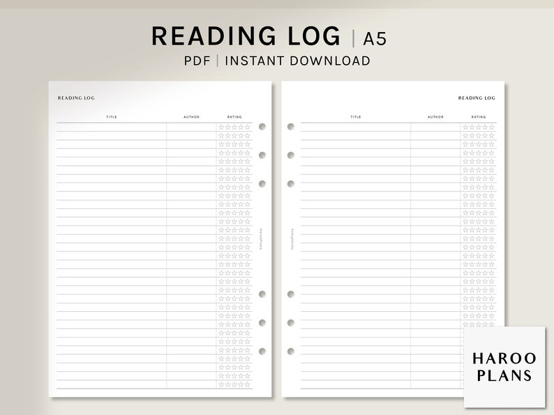 Reading Log | A5 Printable Planner Inserts | Book Tracker Template PDF ...