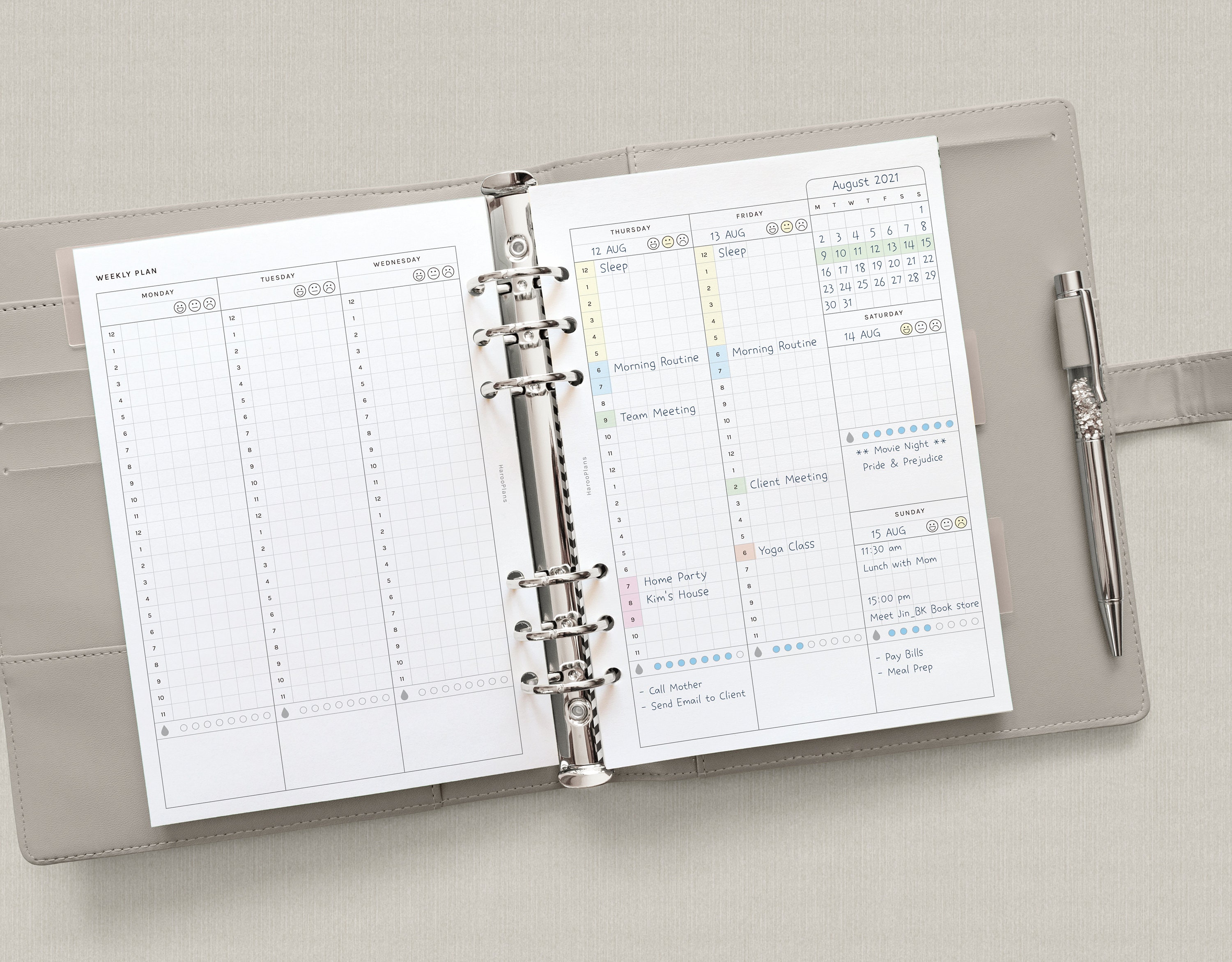 Weekly Planner A5 Printable Planner Inserts WO2P Layout - Etsy