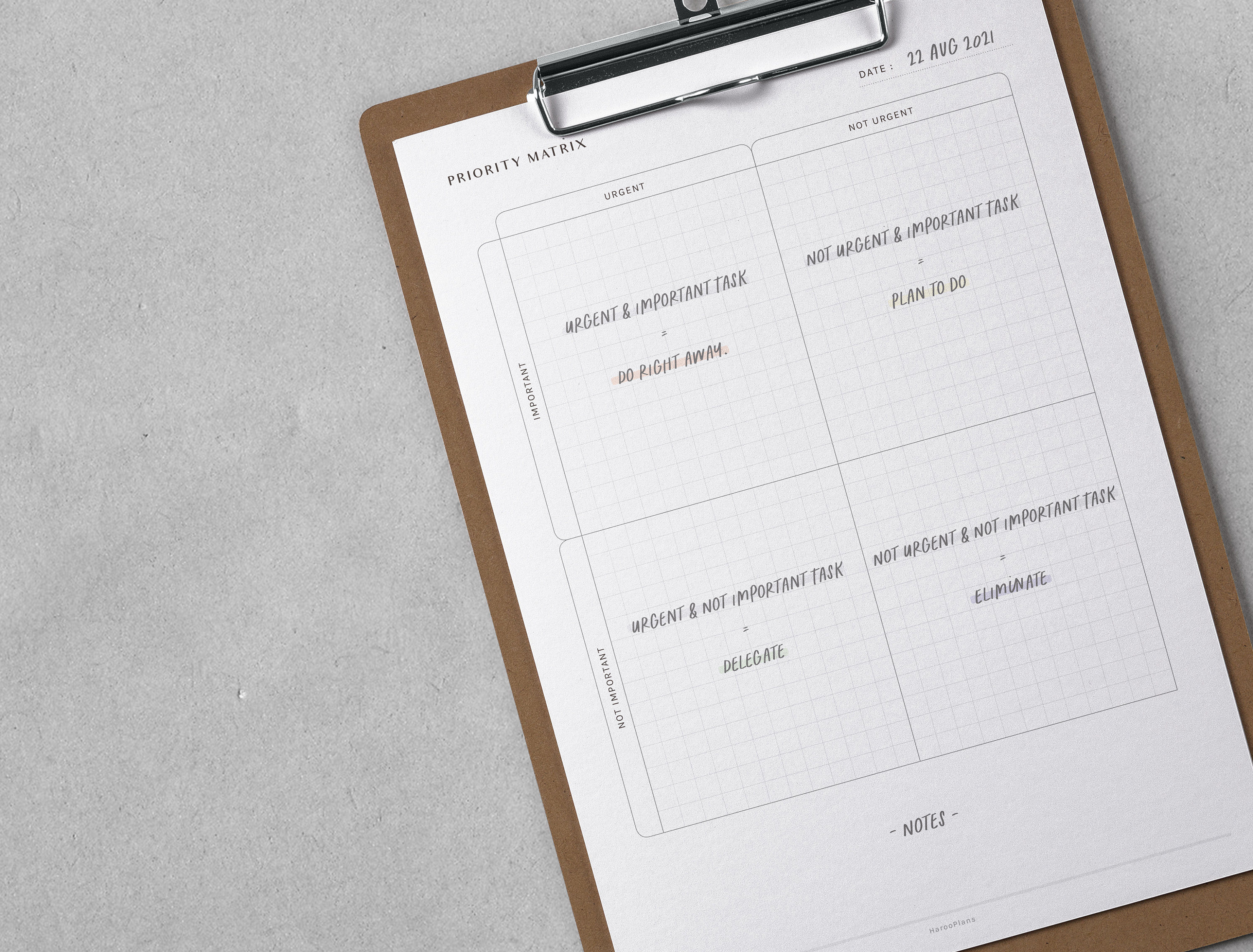 Priority Matrix | A4, US Letter Printable Planner Inserts | Urgent ...