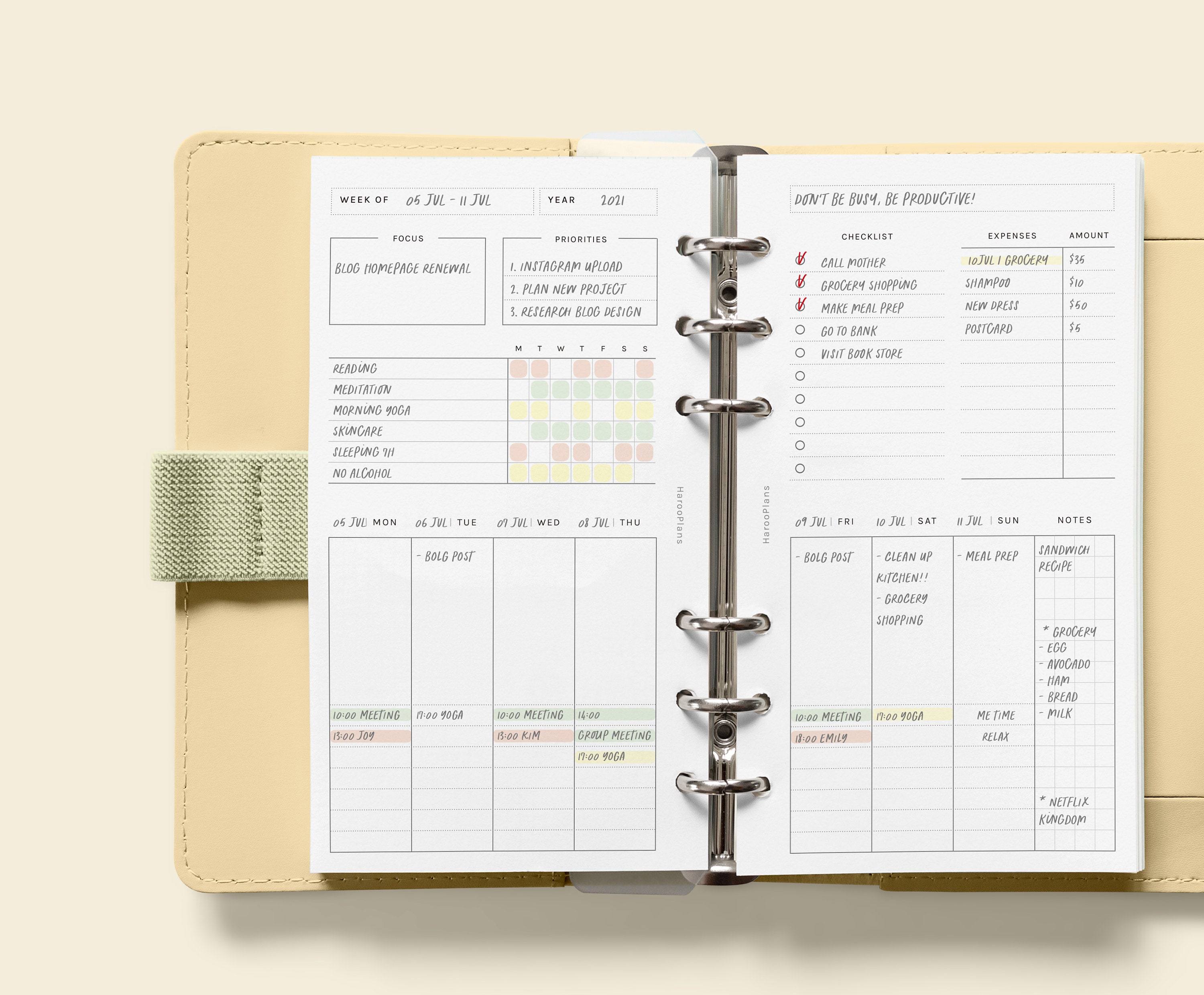 Week at a Glance Personal Ring Printable Planner Inserts - Etsy